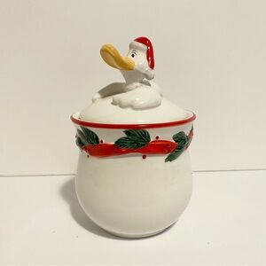 Bella Casa Christmas Ducky Ceramic Sugar Bowl Mini Duck Goose Kitchen Dish